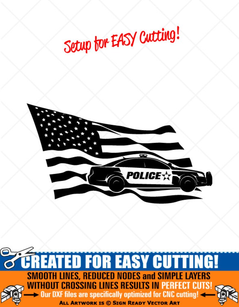 American Flag POLICE Car Clipartvector Clip Art Etsy