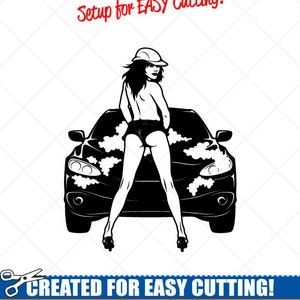 SEXY Mädchen waschen Auto Clipart-Vektor Clip Art Grafik-digitalen Download-Schnitt bereit Dateien-CNC-Vinyl Zeichen Design-Logo - Eps, Ai, Svg, Dxf, Png