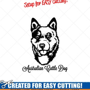 AUSTRALIAN CATTLE Dog svg Portrait Clipart-Vector Clip Art Graphics Download-Cut Ready Files-CNC-Logo-Vinyl Sign Design-eps, ai, dxf,png,pdf