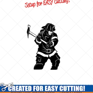 Fireman Clipart-Vector Clip Art Graphics-Digital Download-Cut Ready Files-CNC-Fire Firefighter Vinyl Sign Design-Logo -eps, ai, svg, dxf,png