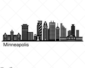 MINNEAPOLIS City Skyline Clipart-Vector Clip Art Graphics-Digital Download-Cut Ready Files-CNC-Cityscape Vinyl Sign Design-eps, ai, svg, dxf