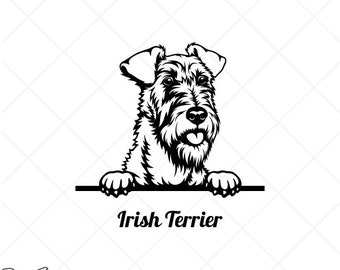 Kikande Irländsk terrier hund Clipart-vektor Clip Art grafik nedladdning-klippklara filer-CNC-Berner vinyl skyltdesign-eps, ai, svg, dxf, png, pdf