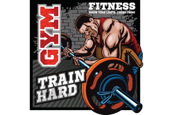 Bodybuilding Fitness Gym Weight Lifting Clipart Vector Clip Etsy