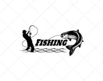 TROUT FISHING-Fish Clipart-Vector Clip Art Graphics-Digital Download-Cut Ready Files-CNC-Logo-Vinyl Sign Design -eps, ai, svg, dxf, png, pdf