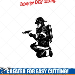 Fireman Clipart-Vector Clip Art Graphics-Digital Download-Cut Ready Files-CNC-Fire Firefighter Vinyl Sign Design-Logo -eps, ai, svg, dxf,png