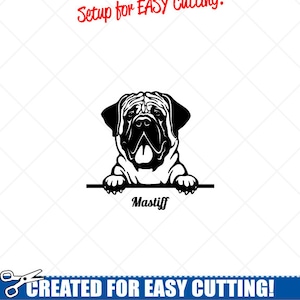 Peeking MASTIFF Dog Clipart-Vector Clip Art Graphics-Digital Download-Cut Ready Files-CNC-Logo-Vinyl Sign Design-eps, ai, svg, dxf, png, pdf