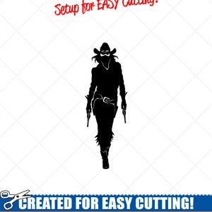 SEXY COWGIRL mit Pistolen Western Clipart Vektor Clip Art Grafik-digitalen Download-Schnitt bereit Dateien-CNC-Vinyl Zeichen Design-Eps, Ai, Svg, Dxf, pdf