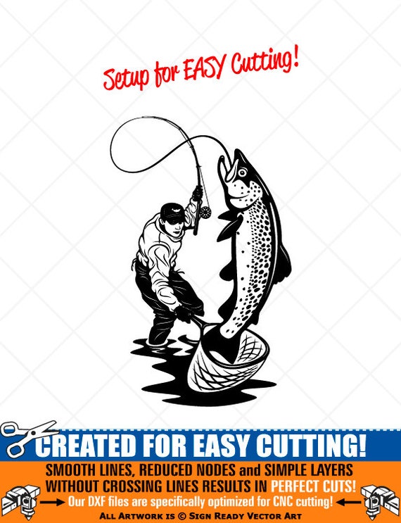 SALMON FLY Fishing-Fish Clipart-Vector Clip Art Graphics-Digital  Download-Cut Ready Files-CNC-Logo-Vinyl Sign Design -eps, ai, svg, dxf, png