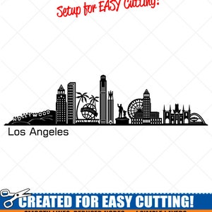 Los Angeles City Skyline Clipart-Vector Clip Art Graphics-Digital Download-Cut Ready Files-LA Cityscape Vinyl Sign Design -eps, ai, svg, dxf