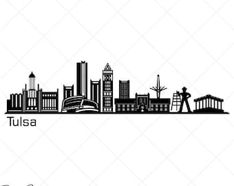 TULSA City Skyline Clipart-Vector Clip Art Graphics-Digital Download-Cut Ready Files-CNC-Cityscape Vinyl Sign Design -eps, ai, svg, dxf, png