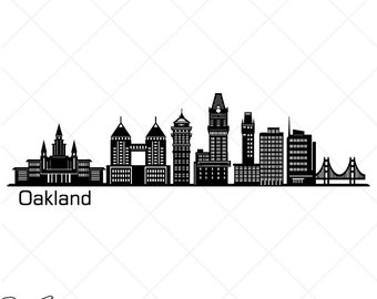 OAKLAND City Skyline Clipart-Vector Clip Art Graphics-Digital Download-Cut Ready Files-CNC-Cityscape Vinyl Sign Design-eps, ai, svg, dxf,png