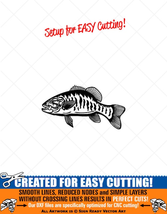 Smallmouth BASS Fish-fishing Clipart vector Clip Art Graphics-digital  Download-cut Ready Files-cnc-vinyl Sign Design eps, Ai, Svg, Dxf,png -   Canada