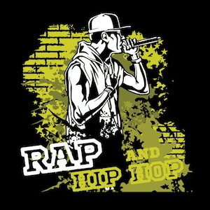 RAP HIP HOP Musik Graffiti Clipart-Vektor Clip Art Grafik-Digital Download-Template Design Dateien-Rapper Logo-Zeichen - Eps, Ai, Svg, cdr, Pdf