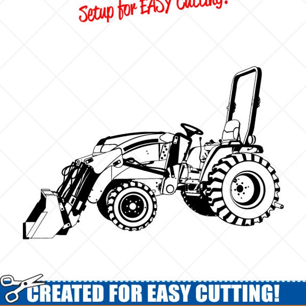 Detailed Tractor Loader Clipart-Vector Clip Art Graphics-Digital Download-Cut Ready Files-CNC-Vinyl Sign Design-Logo-eps, ai,svg,dxf,png,pdf