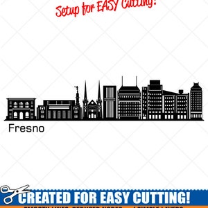 FRESNO City Skyline Clipart-Vector Clip Art Graphics-Digital Download-Cut Ready Files-CNC-Cityscape Vinyl Sign Design-eps, ai, svg, dxf, png