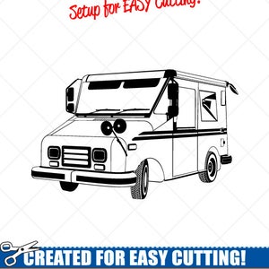US Postal Delivery Mail Truck Clipart-Grafika wektorowa Clip Art-Pobieranie cyfrowe-Pliki gotowe do cięcia-CNC-Projekt znaku winylowego-eps, ai, svg, dxf, pdf