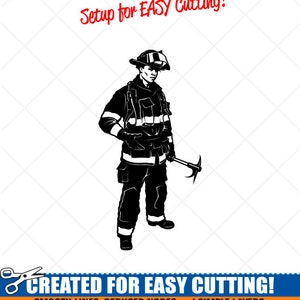 Fireman Clipart-Vector Clip Art Graphics-Digital Download-Cut Ready Files-CNC-Fire Firefighter Vinyl Sign Design-Logo -eps, ai, svg, dxf,png