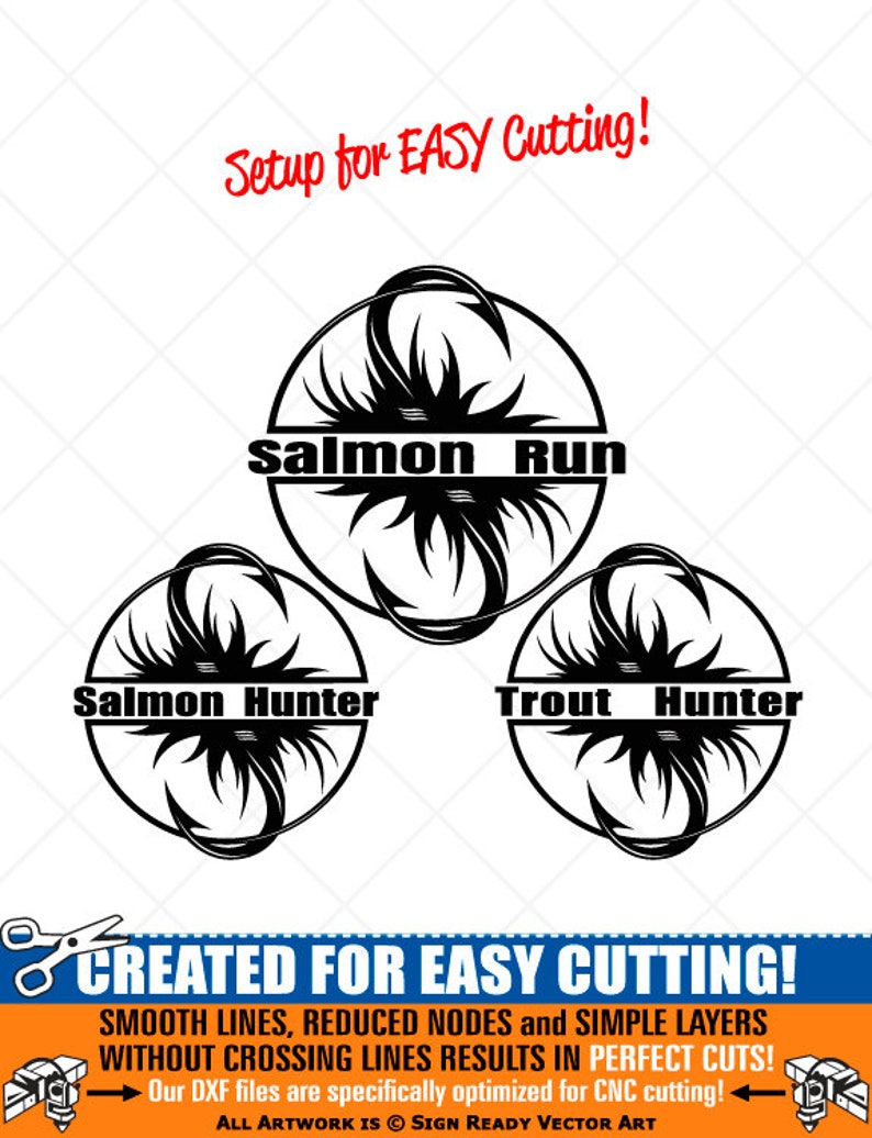 Download Clip Art Ai Svg Dxf Png Salmon Trout Hunter Fly Fishing Clipart Vector Clip Art Graphics Digital Download Cut Ready Files Cnc Vinyl Sign Design Eps Art Collectibles