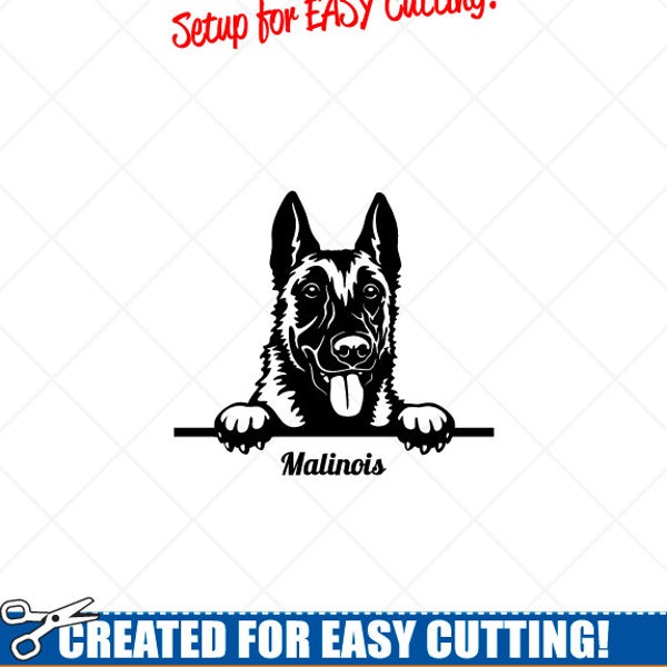 Peeking BELGIAN MALINOIS Dog Clipart-Vector Clip Art Graphics Download-Cut Ready Files-CNC-Logo-Vinyl Sign Design-eps, ai, svg, dxf, png,pdf