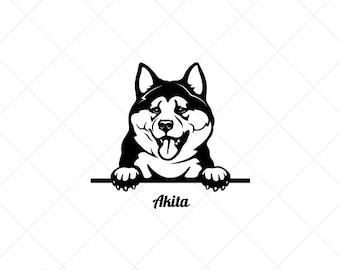 Peeking AKITA Dog Clipart -Vector Clip Art Graphics-Digital Download-Cut Ready Files-CNC-Logo-Vinyl Sign Design -eps, ai, svg, dxf, png, pdf