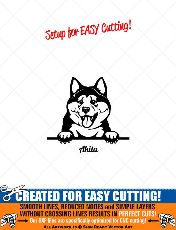 Peeking Akita Dog Clipart Vector Clip Art Graphics Digital Etsy
