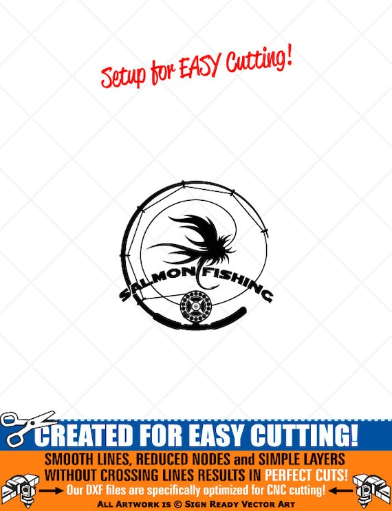 SALMON FLY Fishing Reel-Fish Clipart-Vector Clip Art Graphics-Digital  Download-Cut Ready Files-CNC-Logo-Vinyl Sign Design-eps,ai,svg,dxf,png