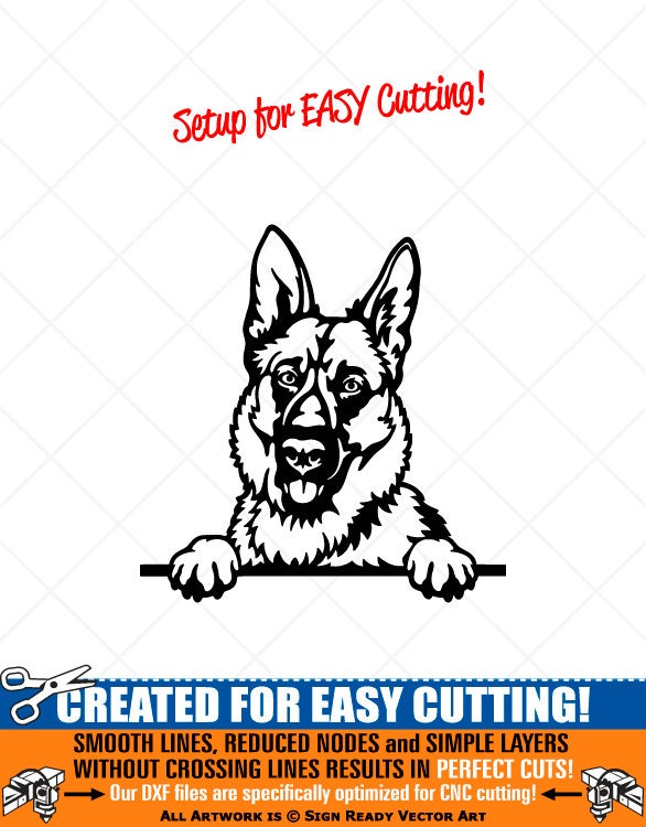 German Shepherd SVG Peeking Dog Clipart-Vector Clip Art Graphics Download-Cut Ready Files-CNC-Logo-Vinyl Sign Design-eps, ai, dxf, png, pdf