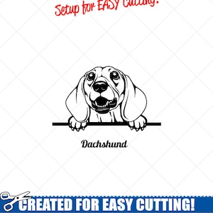 Spähen Dackel Hund Clipart Vektor Clip Art Grafik-digitalen Download-Schnitt bereit Dateien-CNC-Logo-Vinyl Zeichen Design-Eps, Ai, Svg, Dxf, Png, pdf