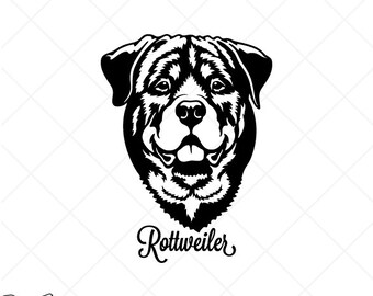 ROTTWEILER svg-Dog Portrait Clipart-Vector Clip Art Graphics Download Image-Cut Ready Files-CNC-Logo-Vinyl Sign Design-eps, ai, dxf, png,pdf