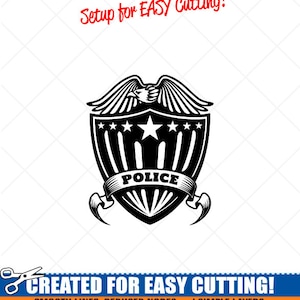 POLICE Badge Clipart-Vector Clip Art Graphics-Digital Download Image-Cut Ready Files-CNC-Star Vinyl Sign Design -eps, ai, svg, dxf, png, pdf