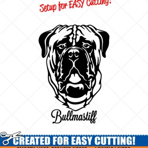 BULLMASTIFF svg-Dog Portrait Clipart-Vector Clip Art Graphics Download Image-Cut Ready Files-CNC-Logo-Vinyl Sign Design-eps, ai,dxf, png,pdf