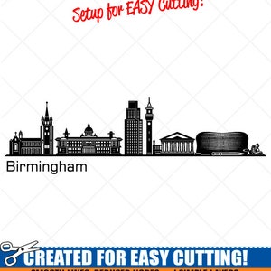 Birmingham Skyline Clipart-Vector Clip Art Grafica-Digital Download-Cut Pronto Files-CNC-Cityscape Vinyl Sign Design-Logo-eps,ai,svg,dxf,png