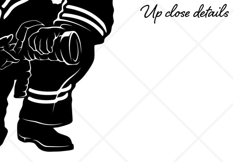 png dxf ai Fireman with Fire Hose Clipart-Vector Clip Art Graphics-Cut Ready Files-CNC-Fire Firefighter Vinyl Sign Design-Logo-eps svg