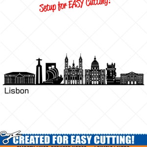 Lisboa City Skyline Clipart-Vector Clip Art Graphics-Digital Download-Cut Ready Files-CNC-Cityscape Vinyl Sign Design -eps, ai, svg, dxf,png