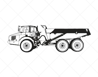 Articulated Dump Truck Clipart-Vector Clip Art Graphics-Digital Download-Cut Ready Files-CNC-Vinyl Sign Design-eps, ai, svg, dxf,png,cdr,pdf