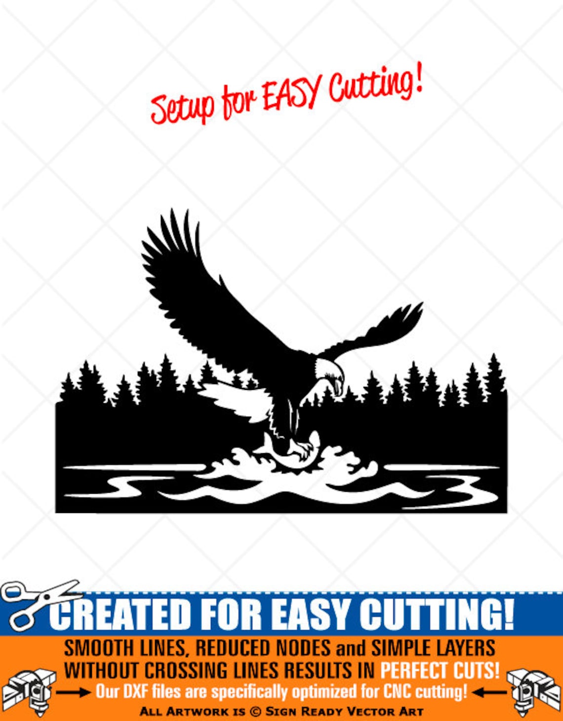 Eagle Catching Fish SVG Clipartvector Clip Art Etsy