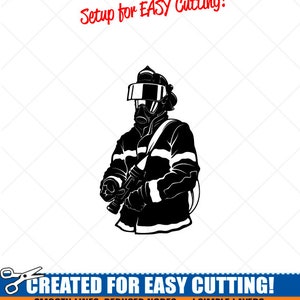 Fireman Clipart-Vector Clip Art Graphics-Digital Download-Cut Ready Files-CNC-Fire Firefighter Vinyl Sign Design-Logo-eps, ai, svg, dxf, png