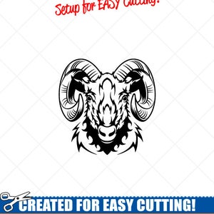 RAM ANIMAL Head Clipart -Vector Clip Art Graphics -Digital Download-Cut Ready Files-CNC-Logo -Vinyl Sign Design -eps, ai, svg, dxf, png, pdf