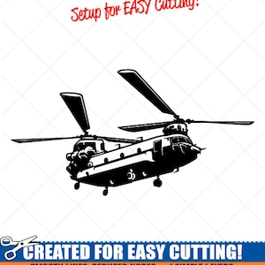 Chinook CH-47 Helicóptero SVG-Exército dos EUA Clipart-Vector Clip Art Gráficos Arquivos prontos para corte de imagem-Design de sinal de vinil militar-eps, ai, dxf, png,pdf