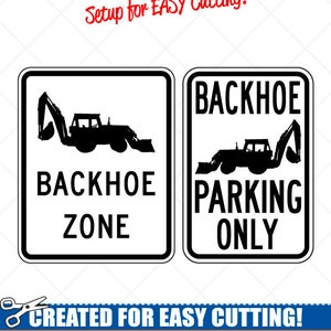 Backhoe parkeren Zone tekenen Clipart-Vector Clip Art Graphics-digitale downloaden Image-Cut klaar bestanden-CNC-Vinyl Design-eps, ai, dxf, svg, png, pdf