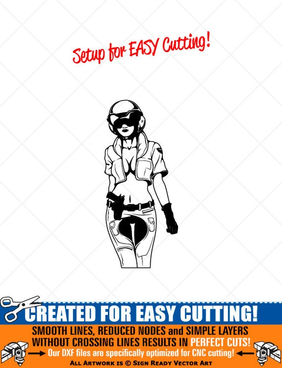 SEXY Jet Pilot Girl Clipart-Vector Clip Art Graphics-Digital Download-Cut  Ready Files-CNC-Vinyl Sign Design-Logo-eps, ai, svg, dxf, png, pdf
