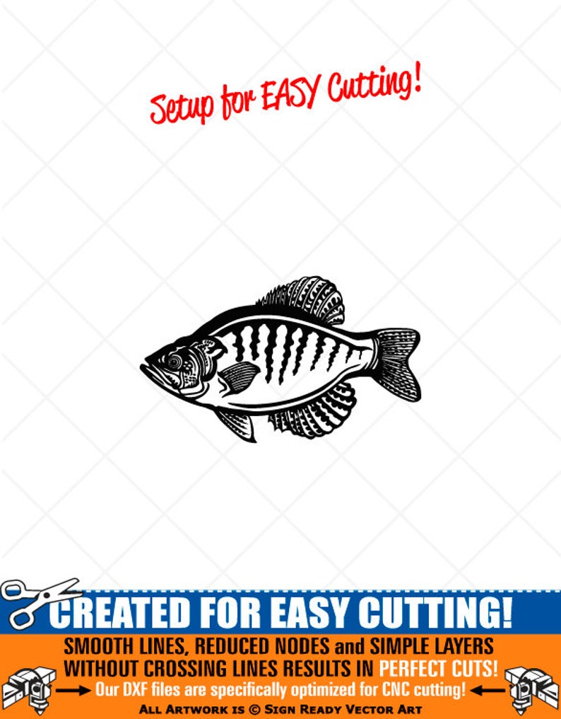 Download Clip Art White Crappie Fish Fishing Clipart Vector Clip Art Graphics Digital Download Cut Ready Files Cnc Logo Vinyl Sign Design Eps Svg Dxf Png Ai Art Collectibles