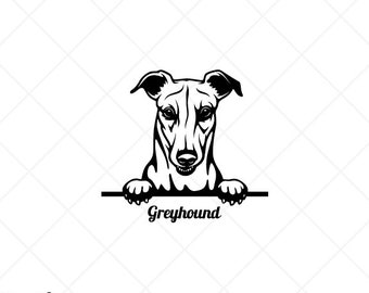 Peeking GREYHOUND Dog Clipart-Vector Clip Art Graphics-Digital Download-Cut Ready Files-CNC-Logo-Vinyl Sign Design-eps, ai, svg, dxf,png,pdf