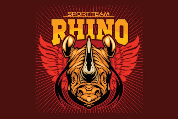 Rhino Rhinoceros Mascot Sports Team Clipart Vector Clip Art Etsy