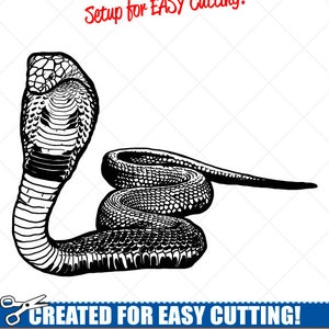 Gedetailleerde COBRA SNAKE Clipart-Vector Clip Art Graphics-Digital Download-Cut Ready Files-Logo-Mascot-Vinyl Sign Design -eps, ai, svg, dxf, png
