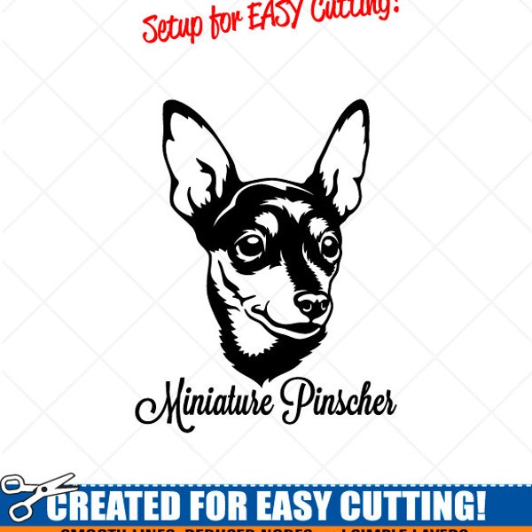 MINIATURE PINSCHER Dog Clipart-Vector Clip Art Graphics Download-Cut Ready Files-CNC-Min Pin Vinyl Sign Design -svg, eps, ai, dxf, png, pdf