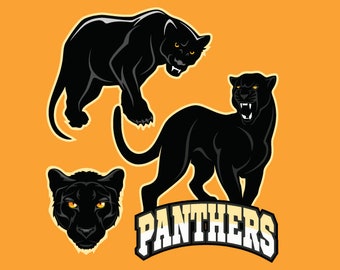 BLACK PANTHER MASCOTS Sport Team Clipart-Vector Clip Art Graphics-Digital Download-Business Template Logo Design Files-eps, ai, svg, cdr,pdf