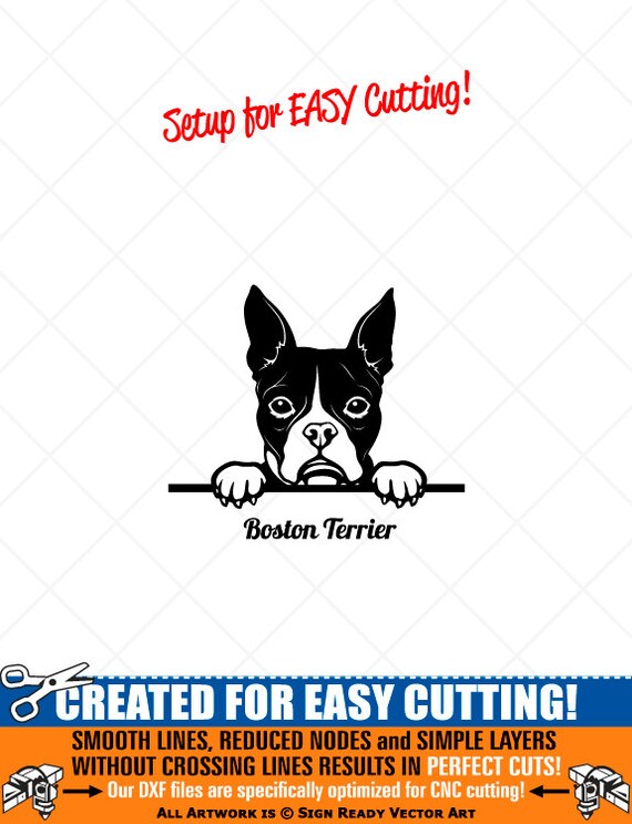 Peeking Boston Terrier Dog Clipart Vector Clip Art Graphics Etsy