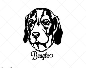 BEAGLE svg-Dog Portrait Clipart-Vector Clip Art Graphics Download Image-Cut Ready Files-CNC-Logo-Vinyl Sign Design -eps, ai, dxf, png, pdf