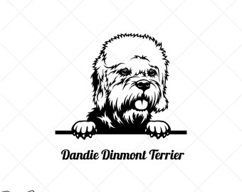 Peeking DANDIE DINMONT Terrier Dog Clipart-Vector Clip Art Graphics Download-Cut Ready Files-CNC-Logo-Vinyl Sign Design-eps, ai, svg,dxf,png